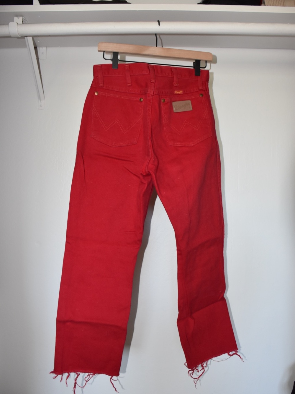 Vibrant Red Straight-leg Vintage Wranglers Denim